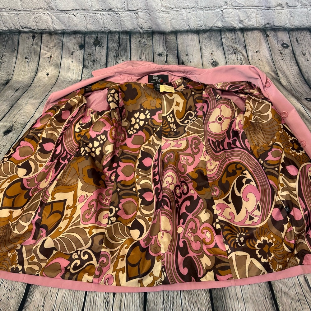 SM2 Vintage NWT Pink Trench Coat Button Down Collared Retro Inspired Size 18/20 - Picture 2 of 10